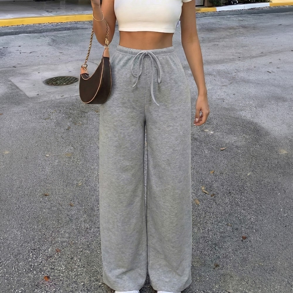 Home Casual Relaxed Cotton Linen Drawstring Trousers Women Clothing Summer
