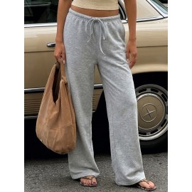 Home Casual Relaxed Cotton Linen Drawstring Trousers Women Clothing Summer