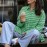 Casual Fresh Air Polo Collar Stripes Shirt for Women