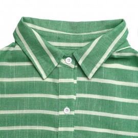 Casual Fresh Air Polo Collar Stripes Shirt for Women