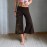 Retro Floral Print Waist Baggy Straight Trousers Summer Maillard Knit Casual Wide Leg Cropped Pants for Women