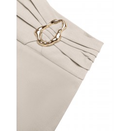 Casual Trousers for Women Autumn High Waist Metal Decoration Straight Leg Pants