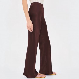 Women Clothing Imitation Acetate Satin Wide Leg Pants Boutique High Waist Elastic Drape Solid Color Trousers for Women
