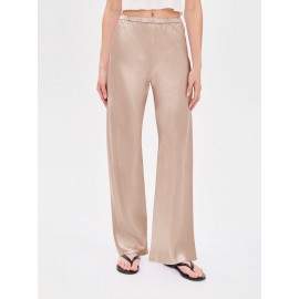 Women Clothing Imitation Acetate Satin Wide Leg Pants Boutique High Waist Elastic Drape Solid Color Trousers for Women