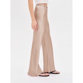 Women Clothing Imitation Acetate Satin Wide Leg Pants Boutique High Waist Elastic Drape Solid Color Trousers for Women