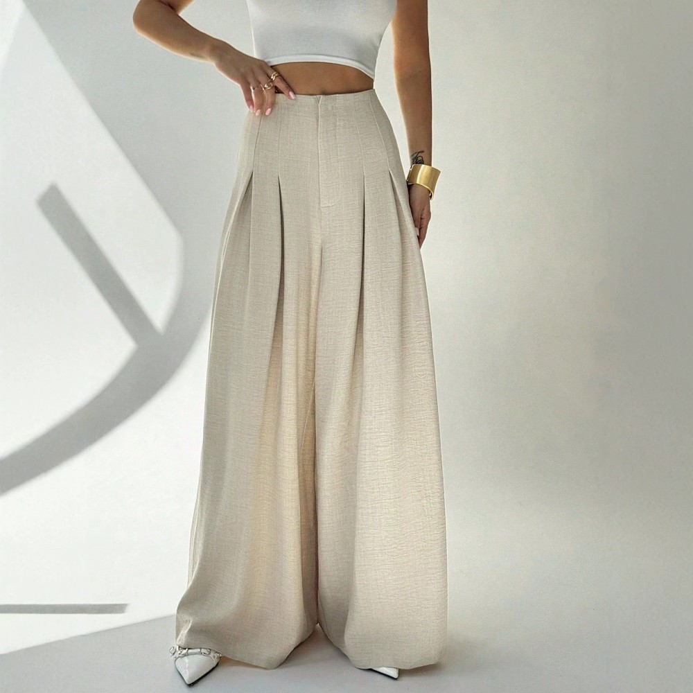 High Waist Drooping Old Money Slimming Wide Leg Small Culottes Korean Casual Summer Joker Women Pants