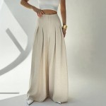 High Waist Drooping Old Money Slimming Wide Leg Small Culottes Korean Casual Summer Joker Women Pants