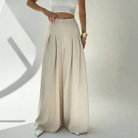 High Waist Drooping Old Money Slimming Wide Leg Small Culottes Korean Casual Summer Joker Women Pants