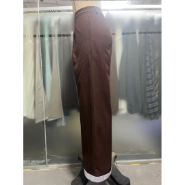 Office Retro Coffee Color Small Slim Fit Women Pants Light Luxury Wide Leg Design Loose Straight Casual Pants