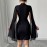 Women Clothing round Neck Sunken Stripe Pearl Chiffon Cape Sheath Dress for Women