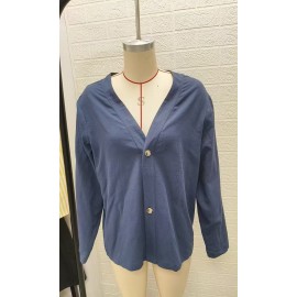 Spring Autumn Cotton Linen Casual Cardigan Long Sleeved