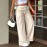 Women Clothing Summer Minimal Art Casual Drawstring High Waist Linen like Draping