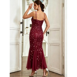 Women Clothing Party Evening Dress Sexy Chiffon Stitching Sequ Dress