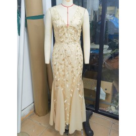 Women Clothing Party Evening Dress Sexy Chiffon Stitching Sequ Dress