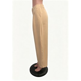 Women Supply Solid Color Professional Casual High Street Wide Leg Pants