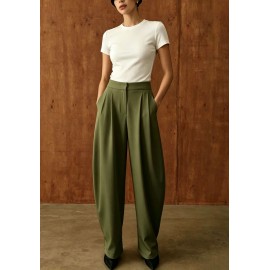 Women Supply Solid Color Professional Casual High Street Wide Leg Pants