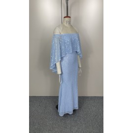 Spring Summer Women Sexy off the Shoulder Sequin Dress Ball Dress