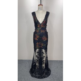 Spring Summer Women Clothing Elegant Lace Sheath Evening Dress