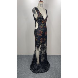 Spring Summer Women Clothing Elegant Lace Sheath Evening Dress