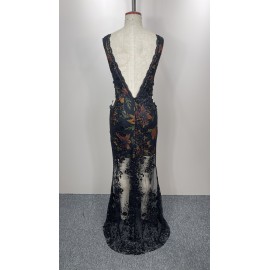 Spring Summer Women Clothing Elegant Lace Sheath Evening Dress