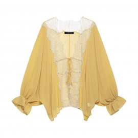 Women Clothing Fashionable Stitching Lace Shirt