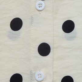 Vintage Loose Collared Polka Dot Long Sleeve Shirt Women