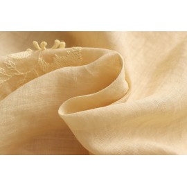 Light Oxygen Gentle 100 Ramie Stringy Selvedge Lace up Machine Embroidery Lantern Sleeve Shirt