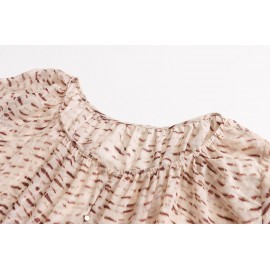 Fashionable Vacation Design Pattern V neck Loose Breathable Lantern Sleeve Shirt