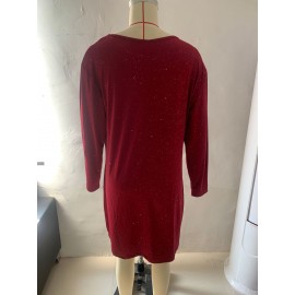 Single Casual Office round Neck Long Sleeve Short Dress