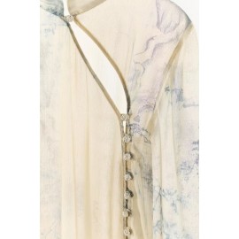 Women Elegant Printed Button Mid Length Shirt Top