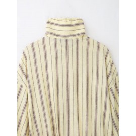 Women Clothing Autumn Vintage Stripe Collared Long Sleeve Coat
