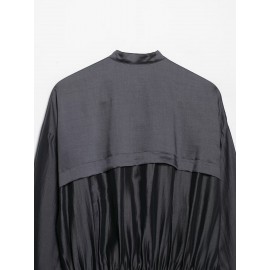 Autumn Women Clothing Fashionable All Match Long Sleeve round Neck Double Breasted Vertical Shirt Top