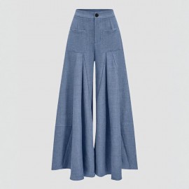 Women Figure Flattering Culotte Slim Wide Leg Design Loose Casual Pants