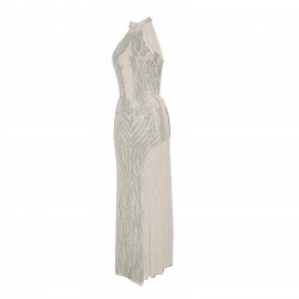 Women Elegant Halter Backless Split Drilling Dress