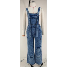 Women Clothing Denim Suspender One Piece Trousers