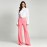 Autumn Watermelon Pink Work Pant Women Embellished Thin Looking Cool Wide Leg Pants