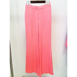 Autumn Watermelon Pink Work Pant Women Embellished Thin Looking Cool Wide Leg Pants