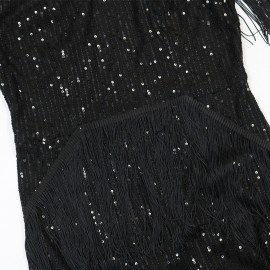 Fashionable Sexy off Shoulder Irregular Asymmetric Tassel Dress Sequin Small Dress