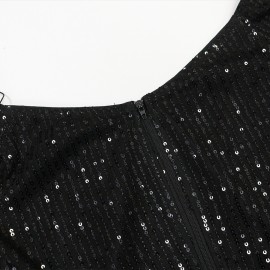 Fashionable Sexy off Shoulder Irregular Asymmetric Tassel Dress Sequin Small Dress