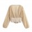 Early Autumn Long Sleeves French Sweet V neck Stitching Waist Seal Bishop Sleeves Top