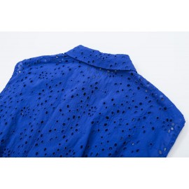 Women Hollow Out Cutout Embroidered Top