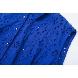 Women Hollow Out Cutout Embroidered Top