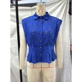 Women Hollow Out Cutout Embroidered Top