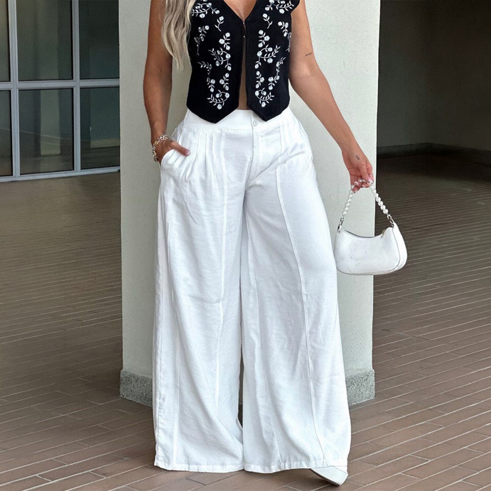 Casual Office Loose Linen Pants Women Clothing Summer