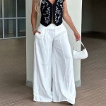 Casual Office Loose Linen Pants Women Clothing Summer