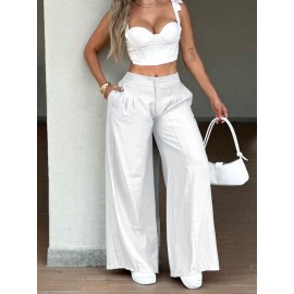 Casual Office Loose Linen Pants Women Clothing Summer
