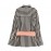 Women Clothing Early Autumn Long Sleeve Collared Patchwork Waistband Striped Shirt