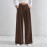 Autumn Winter Retro Coffee Color Wide Leg Pants Women V Shaped Waist Pleated Casual Loose Trousers
