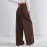 Autumn Winter Retro Coffee Color Wide Leg Pants Women V Shaped Waist Pleated Casual Loose Trousers