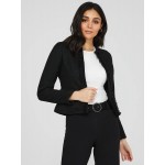Waisted Boucle Blazer With Fringe Details